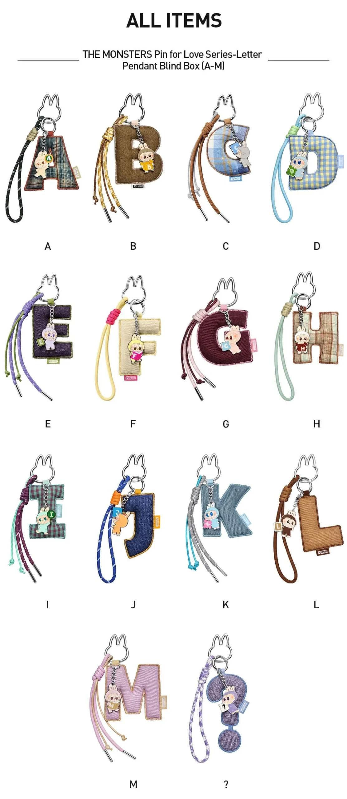THE MONSTERS Pin for Love Series- Letter Pendant Blind Box (A-M) 14 Stück – Bild 4